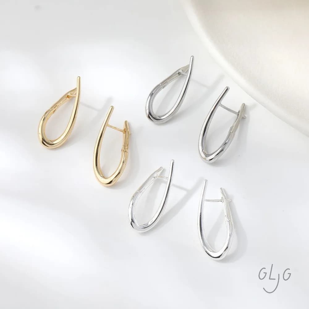 4 Pezzi Connettori per Orecchini a Forma di Spirale, Accessori per Creazione di Gioielli, Placcati in Oro 14k, 28*11,5mm