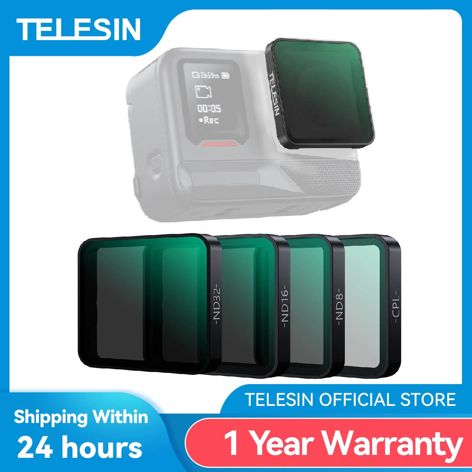TELESIN CPL ND8 ND16 ND32 Set di filtri per lenti Telaio in lega di alluminio per Insta 360 Ace pro 2 ND CPL Filtro per lenti per Insta 360 Ace pro