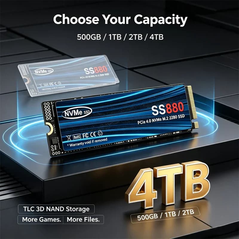 7300MB/s Internal M.2 NVMe SSD SS880 PCIe Gen4.0 X4 TLC 3D NAND 500GB 1TB 2TB 4TB 2280 Gaming Drive For PS5 PC Laptop