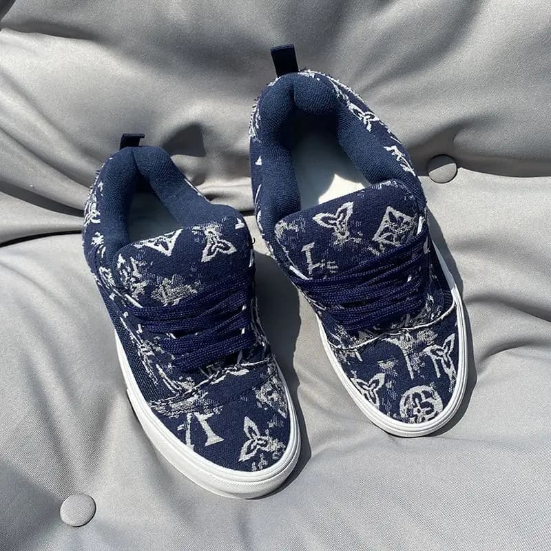 Luxury printed blue bread shoe design men's and women's shoes canvas casual sports couple casual shoes size 46