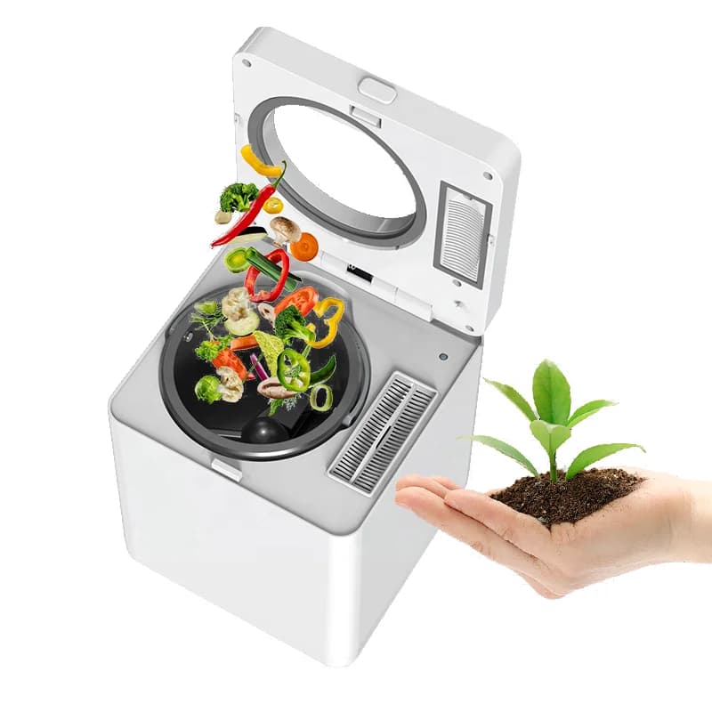 Odor-free Stainless Steel Electric Compost Bin With Batch Feed For Apartment Small Indoor Kitchen Food Waste Composter