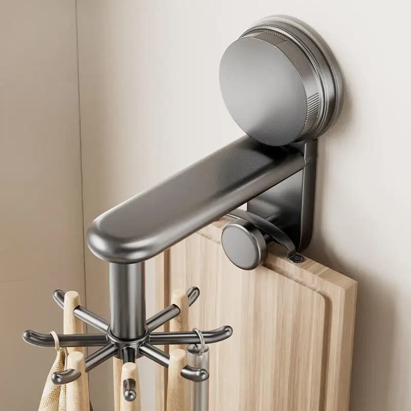 360 Rotating Suction Cup Hooks Wall Mounted For Kitchen Utensil Organizer Spatula Spoon Holder No Drill Anti Drop Rack