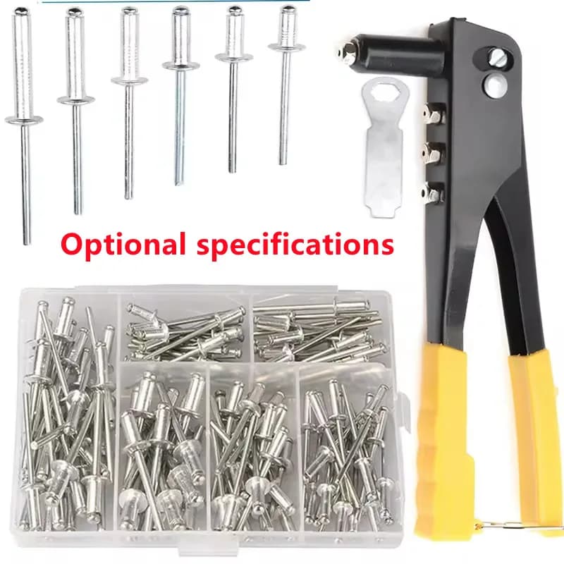 Professional Hand Riveter Gun 120pcs Heavy Duty Blind Rivet Pliers Set for Automotive and Home DIY Projects