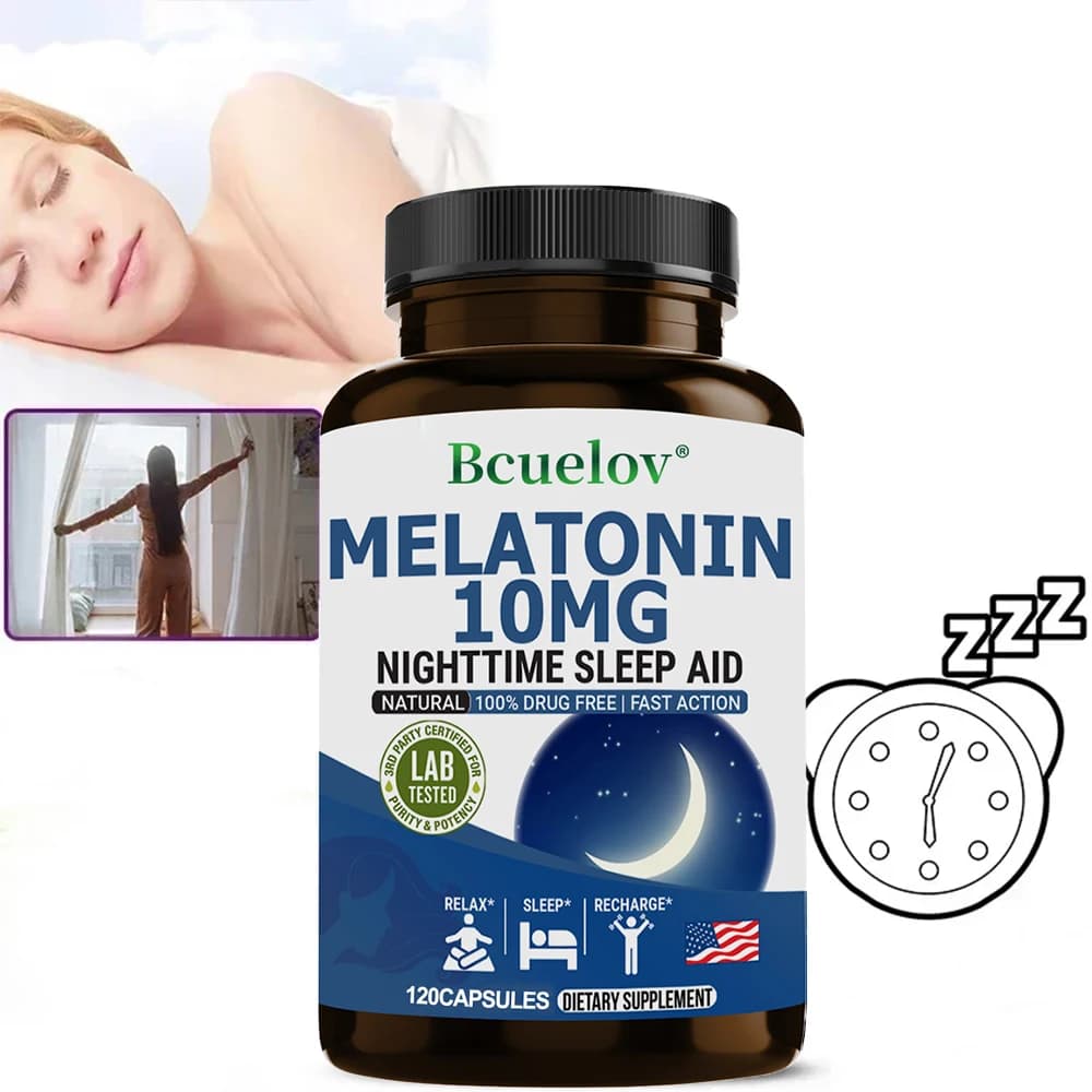 Bcuelov Melatonin 10 Mg Integrator Fast Natural Rest Extended Help For Sleep Insomnia Vitamins