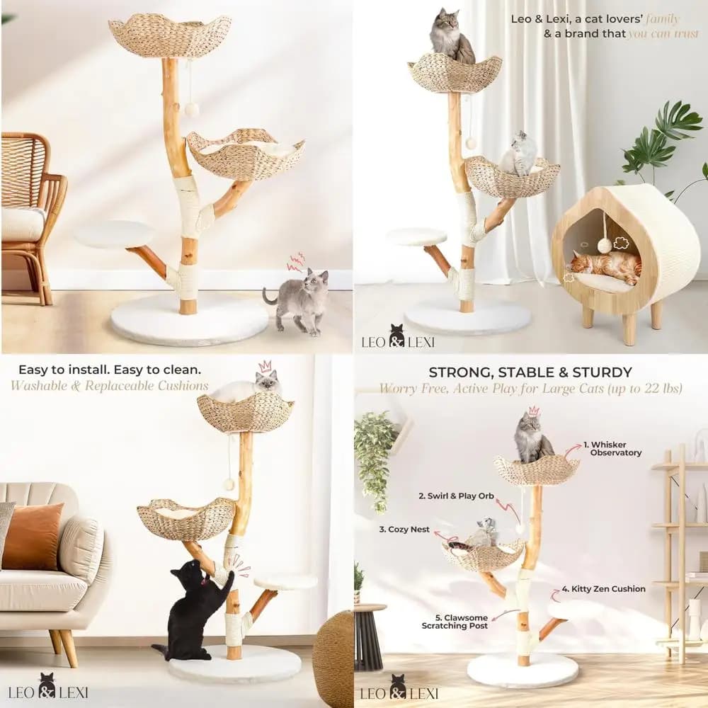 torre moderna per gatti in legno con tiragraffi e letto per gatti di grandi dimensioni da interni