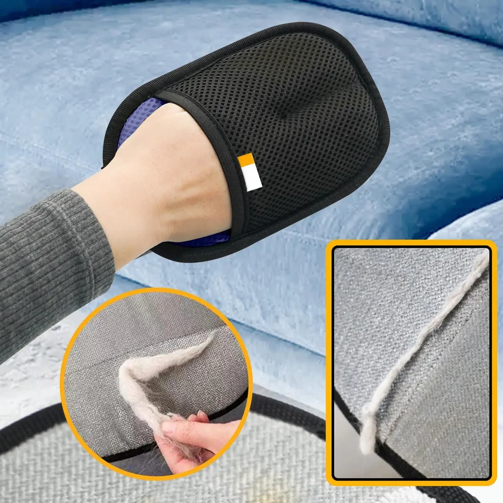 Set di 4 Guanti per la Rimozione dei Peli di Animali Domestici, Guanto Bifacciale Riutilizzabile per la Pulizia di Divani e Tappeti, Strumenti per la Pulizia dei Peli di Cani e Gatti