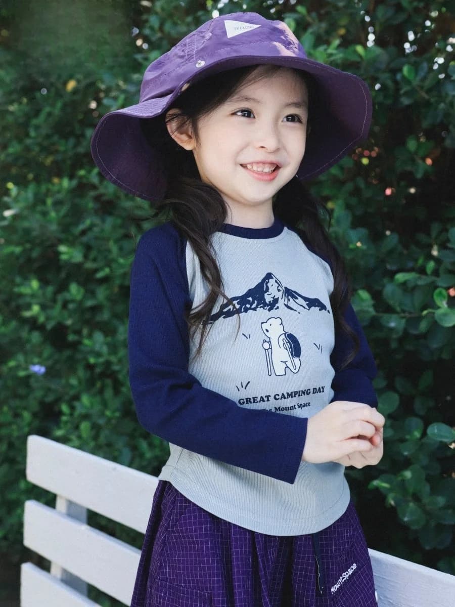 Girls Long Sleeve T-Shirt Patchwork Slim Fit Elastic Outdoor Base Shirt Spring Autumn Cotton Lyocell Spandex Kids Top