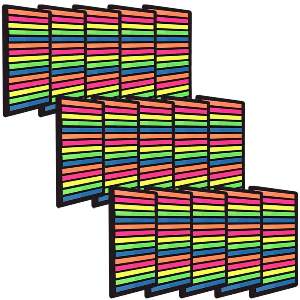 15 Fogli di Strisce Adesive per Indice, Trasparenti e Colorate, per Evidenziare Frasi e Testi, Forniture per Scuola e Ufficio