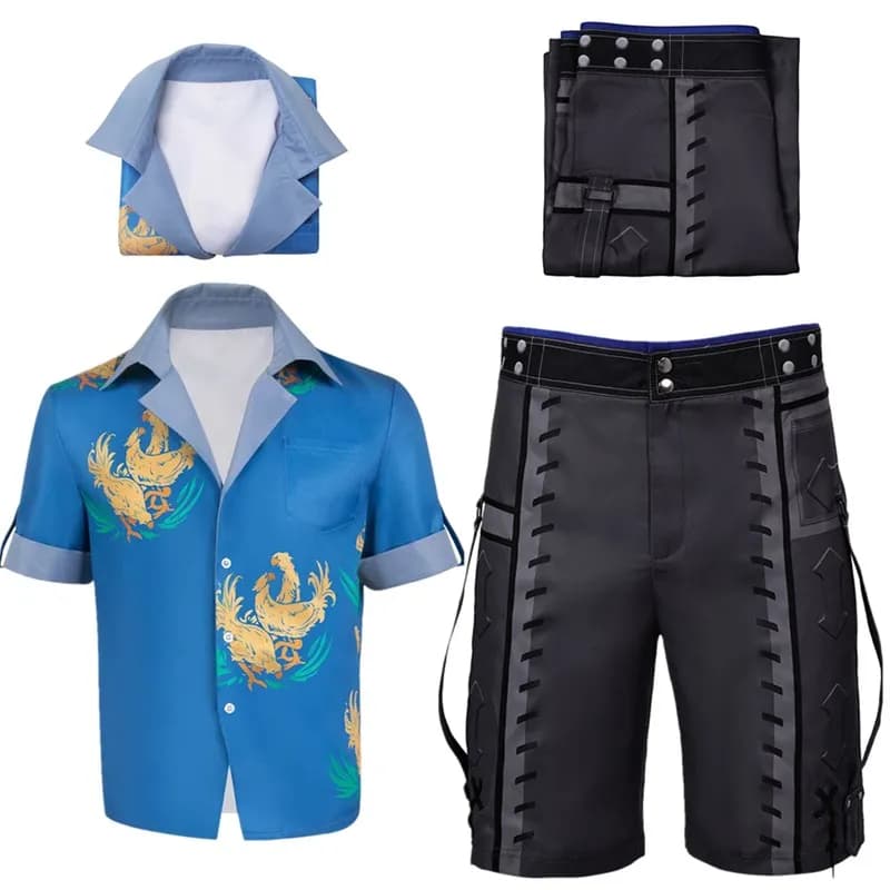 Cloud Strife Cosplay Fantasy Costume Adulto Uomo T-shirt da spiaggia Camicia a maniche corte Pantaloncini Abiti Abito di carnevale di Halloween