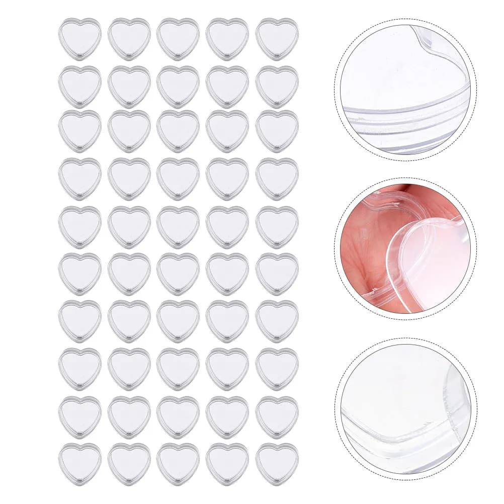 50Pcs Heart Shape Cream Jars Empty Containers Mini Portable Plastic Case for Travel Eyeshadow Lip Gloss Storage