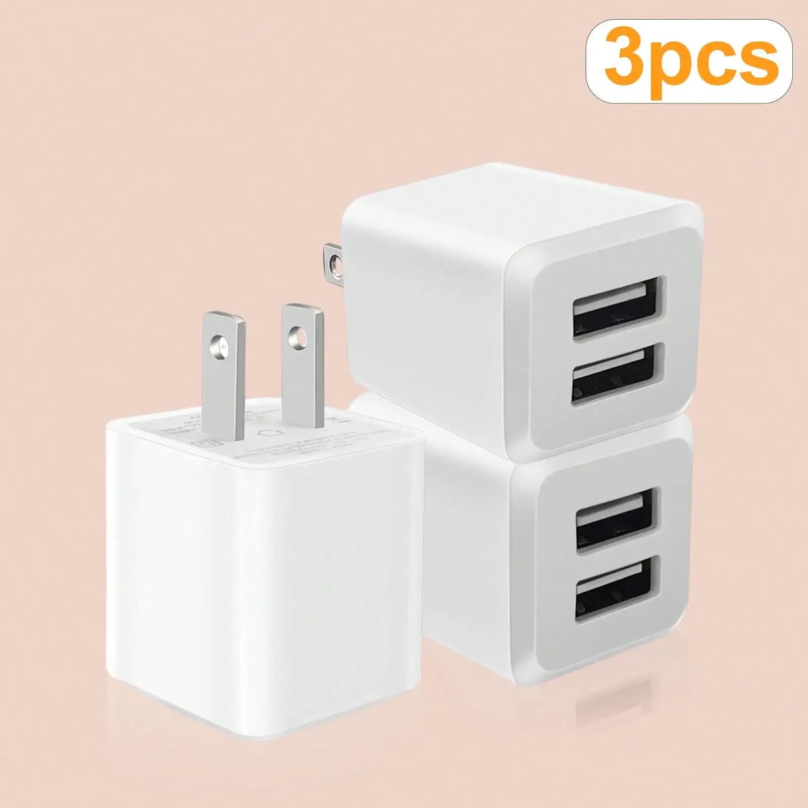Caricatore rapido bianco con doppia porta USB, spina americana, 110-127V, caricatore da parete USB PD QC, adattatore di alimentazione a ricarica rapida, caricatore portatile universale compatibile con iPhone, smartphone Android, per viaggi, casa, ufficio, uso quotidiano.