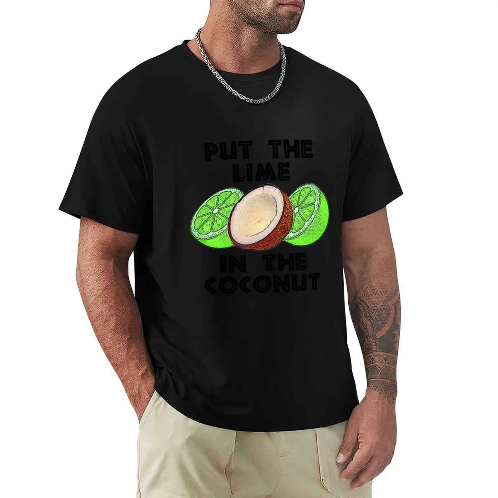 T-shirt casual per le vacanze estive con stampa "Put The Lime In The Coconut"