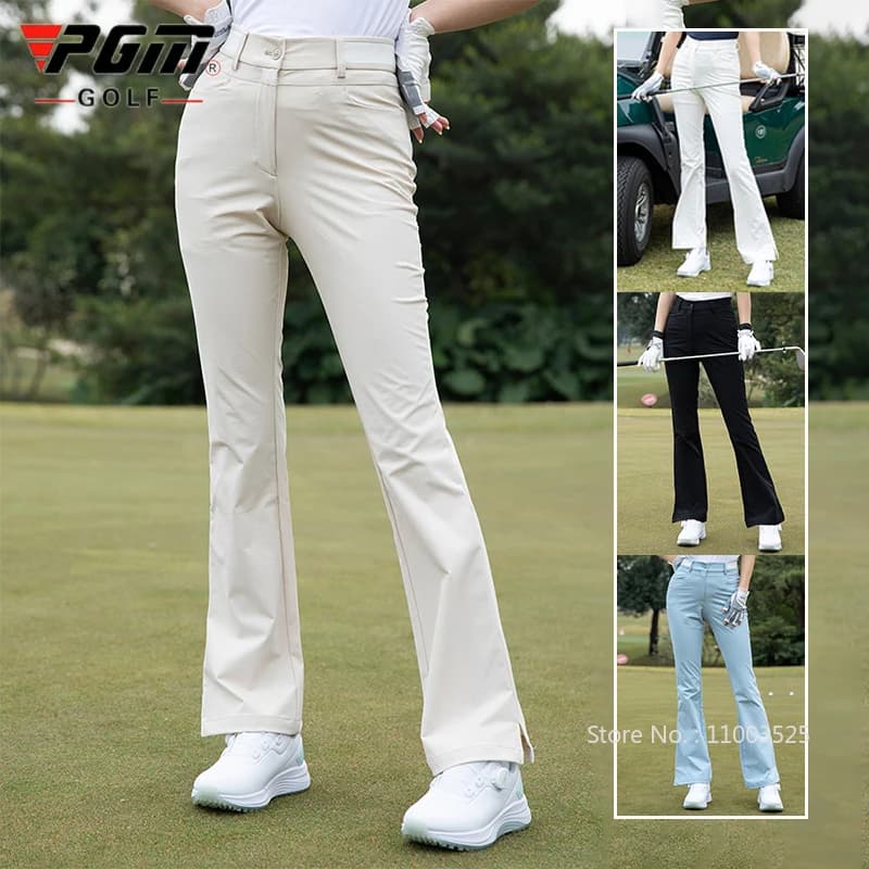 Pantaloni svasati da golf Pgm per donna Pantaloni lunghi slim fit a vita alta primaverili Pantaloni estivi elastici di fascia alta Abbigliamento da golfista da donna