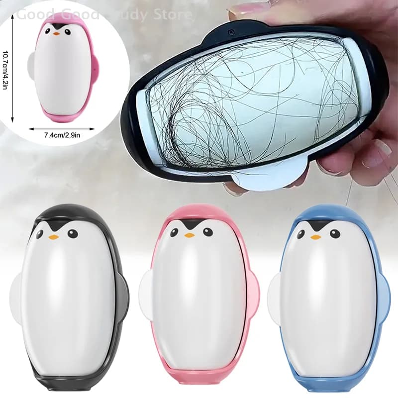 2x Penguin Gluer Mini Rullo Spazzola per Rimozione Peli, Pulizia Vestiti e Peli di Animali Domestici, Adesivo Lavabile Riutilizzabile