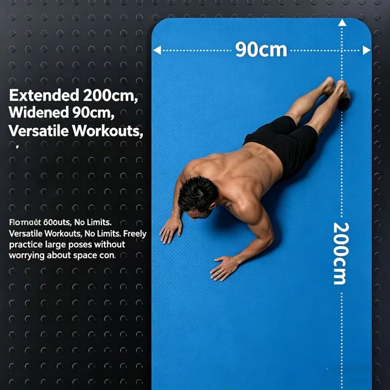 Tappetino Yoga NBR 200x90cm, Tappetino Sportivo per Fitness, Attrezzatura per Pilates Antiscivolo e Ispessita per Principianti, Tappetino Yoga per Casa e Interni