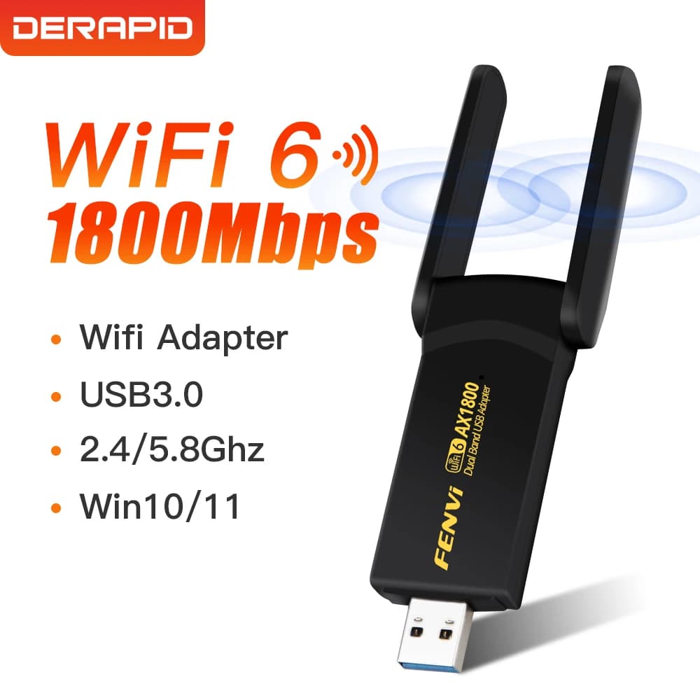 WiFi 6 AX1800 adattatore USB3.0 Dual Band 2.4G/5Ghz Dongle di rete Antenna Wifi ad alto guadagno per Desktop/Laptop Windows 10/11 WiFi USB