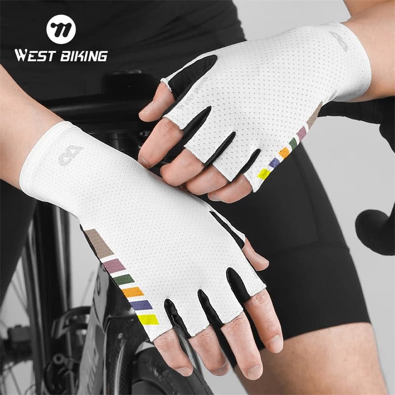 Guanti da Ciclismo WEST BIKING a Dita Corte, Traspiranti, Antiscivolo, per Corse su Strada, Antiurto, Altamente Elastici
