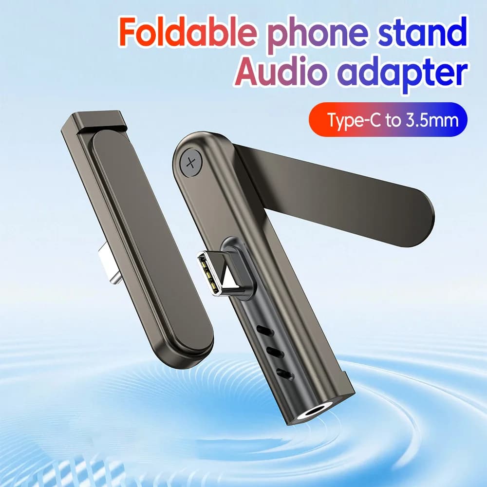 Adattatore da USB-C a Jack Audio da 3,5 mm per iPhone 15 16 Huawei Samsung, Cavo Audio USB-C a 3,5 mm con Supporto per Telefono e Cuffie