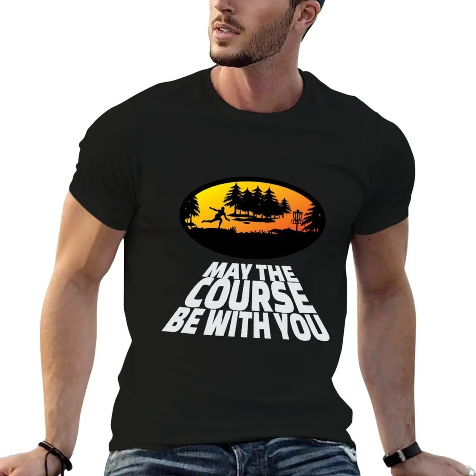 May The Course Be With You Funny Golf T-Shirt, magliette in cotone da uomo, t-shirt 100% da uomo, t-shirt personalizzata