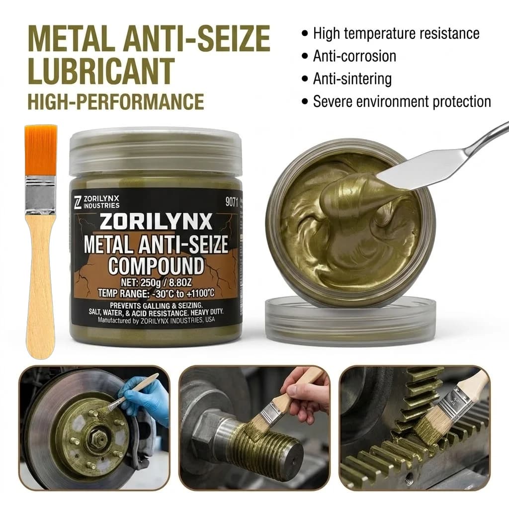 Grasso per Rame Anti-Abrasione 100ml, Agente Anti-Incrostazione per Filettature in Rame, Strumento di Manutenzione e Riparazione Automobilistica per Freni Auto ZORILYNX