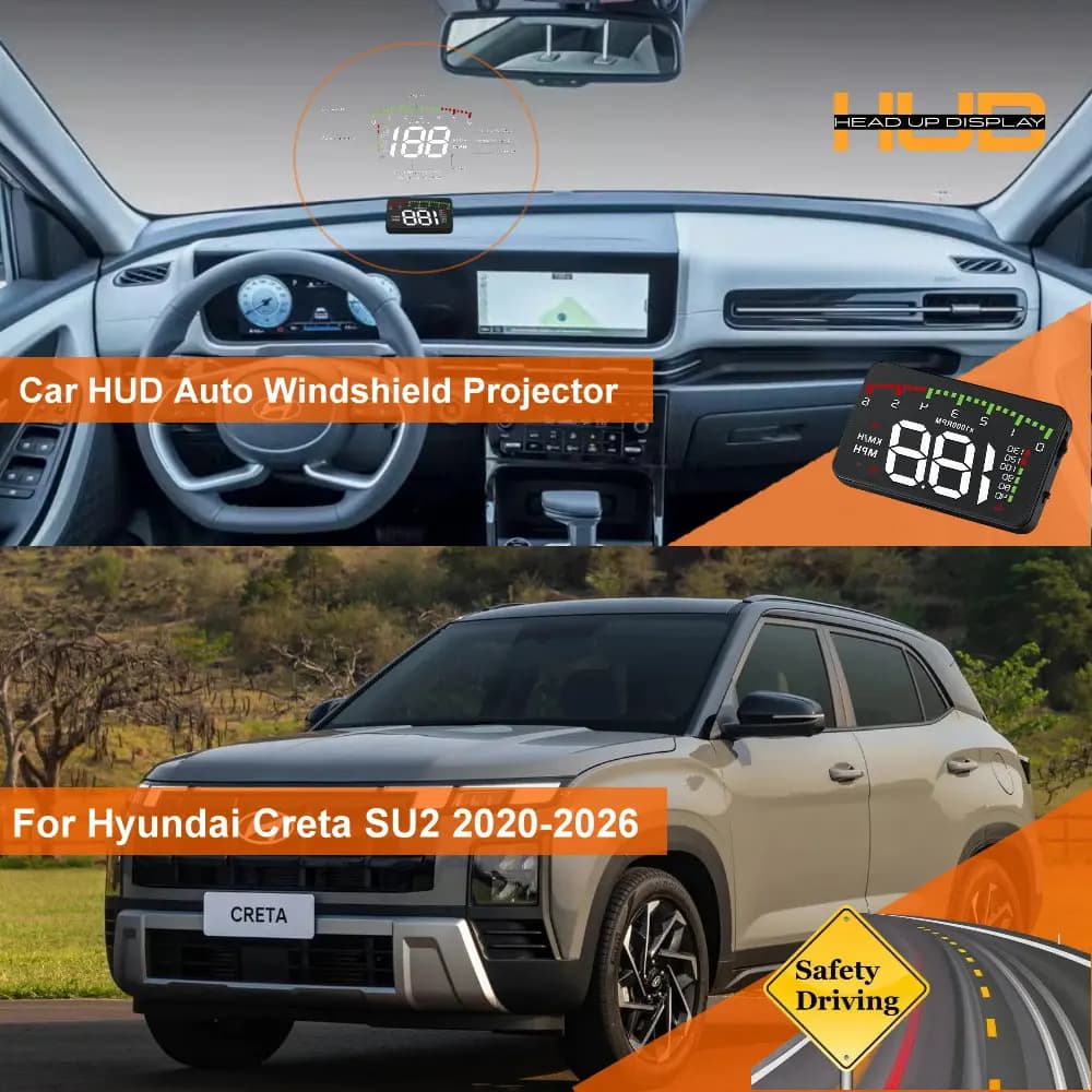 Car HUD Head Up Display For Hyundai Creta (ix25) GS 2014-2020 SU2 2021-2026 Auto Windshield Projector Accessories