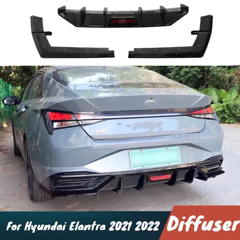 For Hyundai Elantra 2021 2022 Car Rear Bumper Diffuser Splitter Black Carbon Body Kit Monjaro Tuning Exterior Accessories