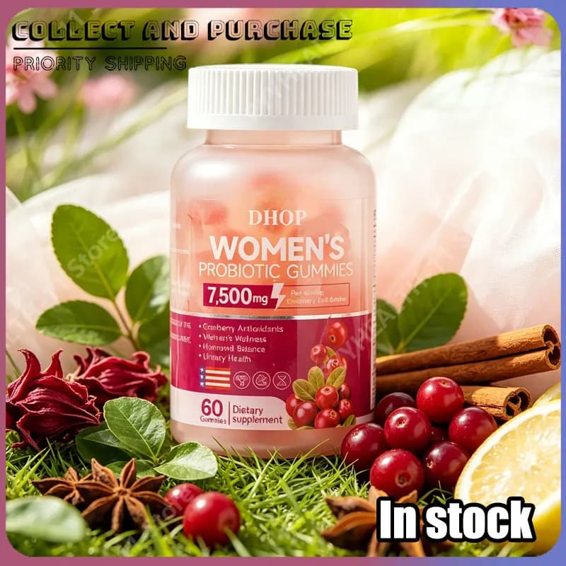 Gommose Probiotiche al Mirtillo Rosso per Donne, Supporto Antiossidante per la Salute Urinaria, Integratore Alimentare per l'Equilibrio Ormonale, 60 Pezzi
