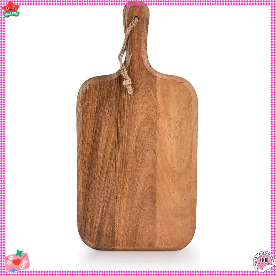 Acacia cutter for meat, cheese, bread, vegetables and fruit with handles (15" x 7")