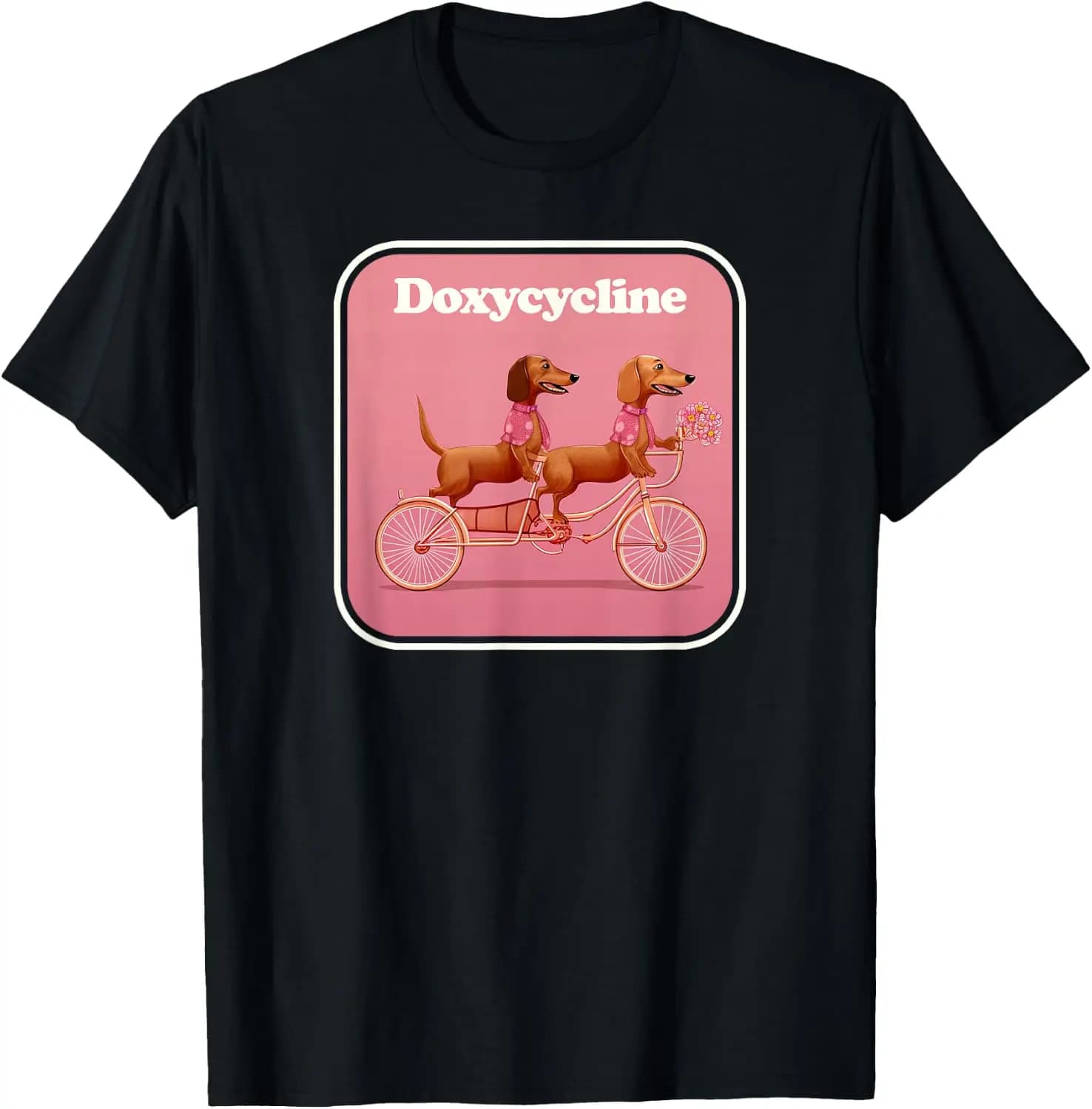 Doxycycline Dachshund Riding A Bike - Doxy Cycling T-Shirt Unique Prints, Comfortable, Soft, Breathable, Holiday Gift, Personalized, Creative Round Neck, Cute, Funny, Women's and Men's