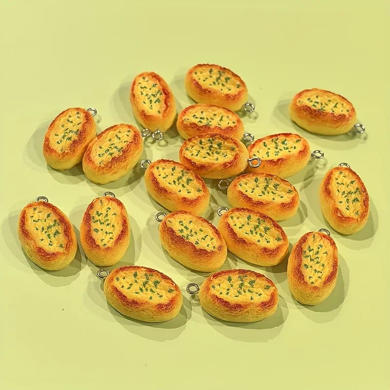 6Pcs Cartoon Cheese Bread Resin Charms Cute Mini Food Pendants DIY Earrings Keychain Jewelry Making Accessories
