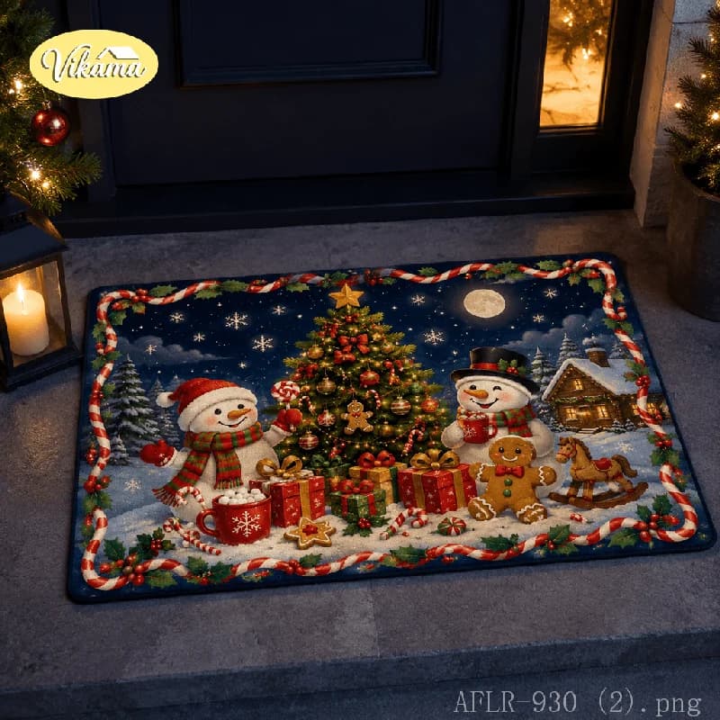 VIKAMA Candy Cane Christmas Doormat, Non-Slip Entryway Mat, Festive Decorative Rug, Christmas Home Decor for the Front Door