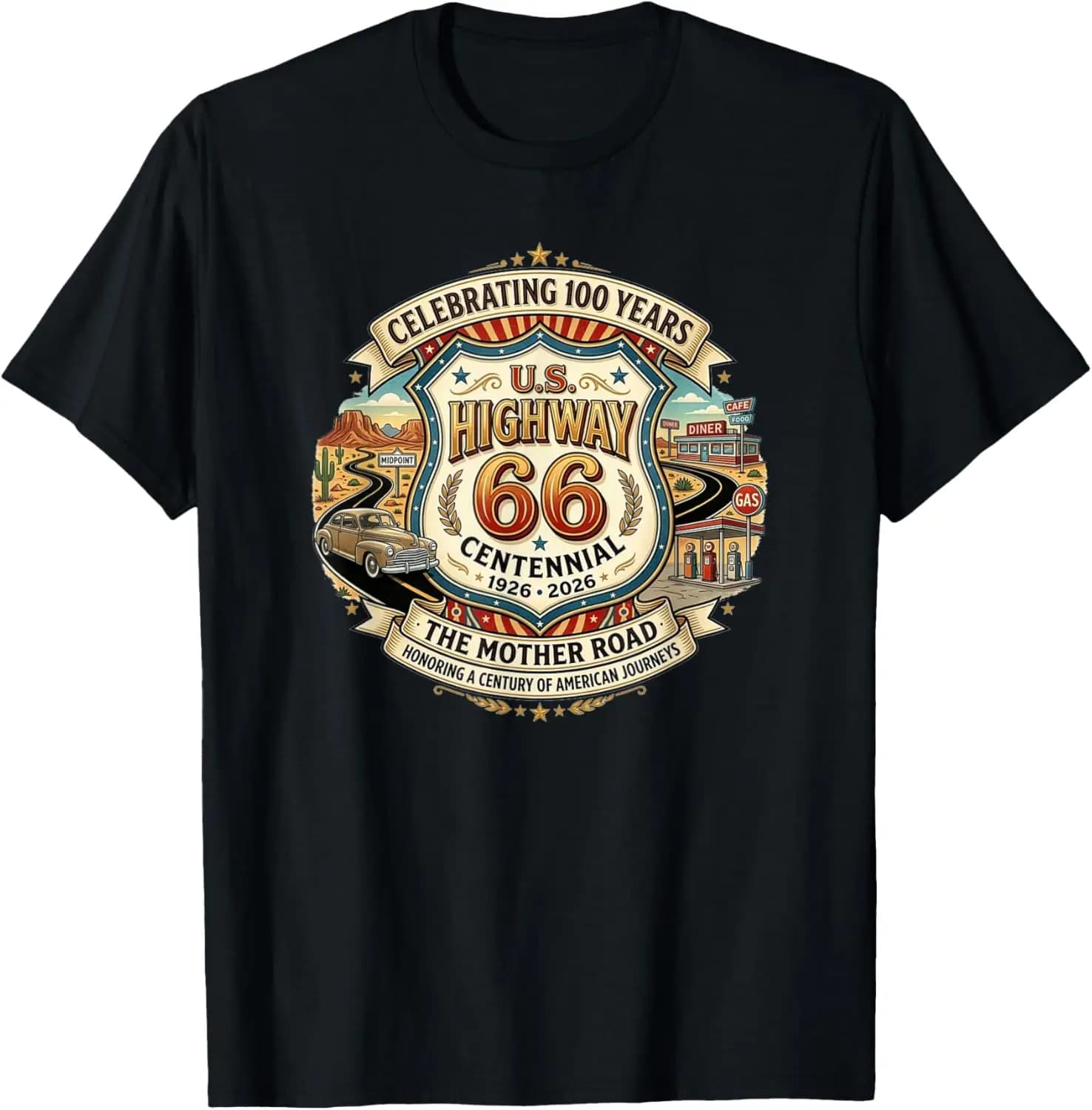 Vintage Highway 66 100 Year Centennial Anniversary Souvenir T-Shirt