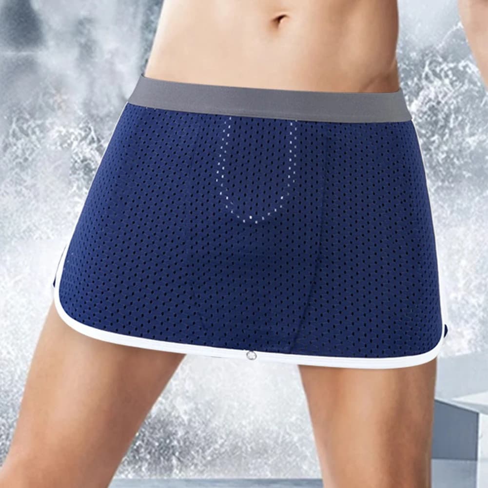 Mutandine da uomo sexy con freccia a forma di U Maglia traspirante Abito con apertura sul cavallo Boxer con bottoni Regolare la custodia rigonfia Boxer e mutande