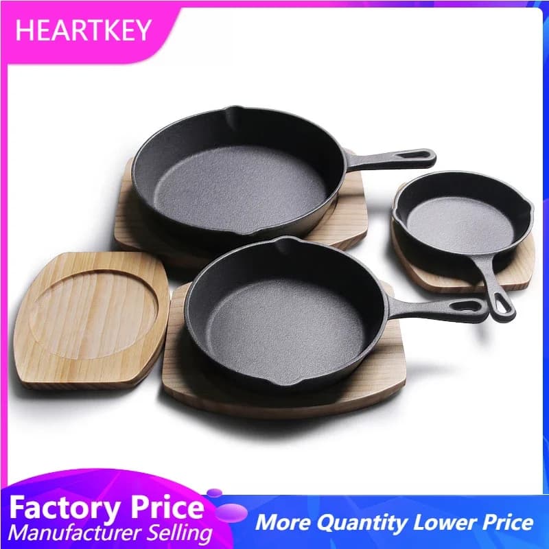 Cast Iron pan Kitchen hob Oven Use of pre-condition pan Non-stick pan with support for hot silicone handle