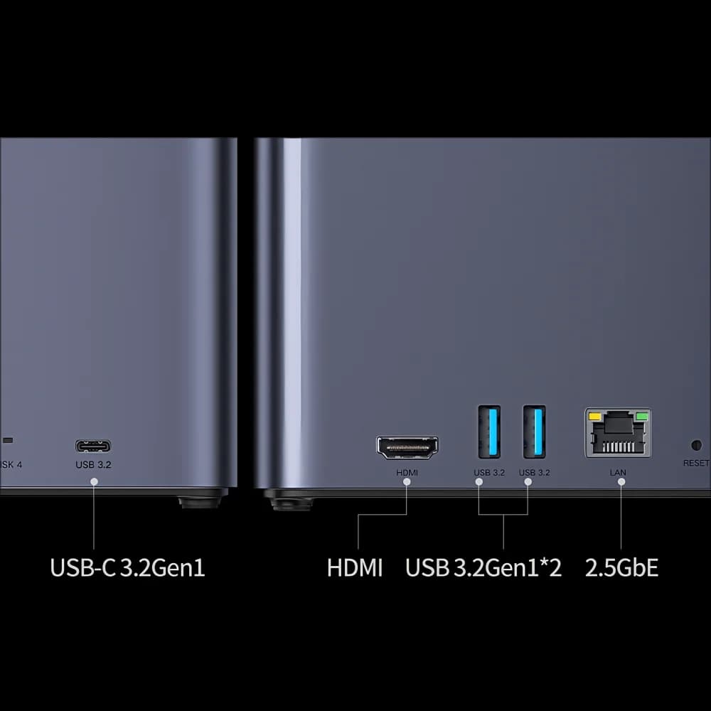 UGREEN DH4300 Plus Mini Home NAS AI Rockchip Octa Core A55-A76 8GB LPDDR4X 4 Bay SATA HDD SSD NFC RJ45 2.5GbE Networking Storage