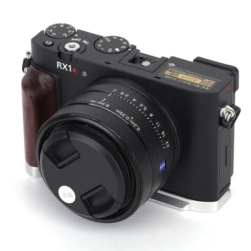 Impugnatura in Legno e Metallo con Staffa a L per Fotocamera Sony RX1R3, Compatibile con Base per Treppiede Arca