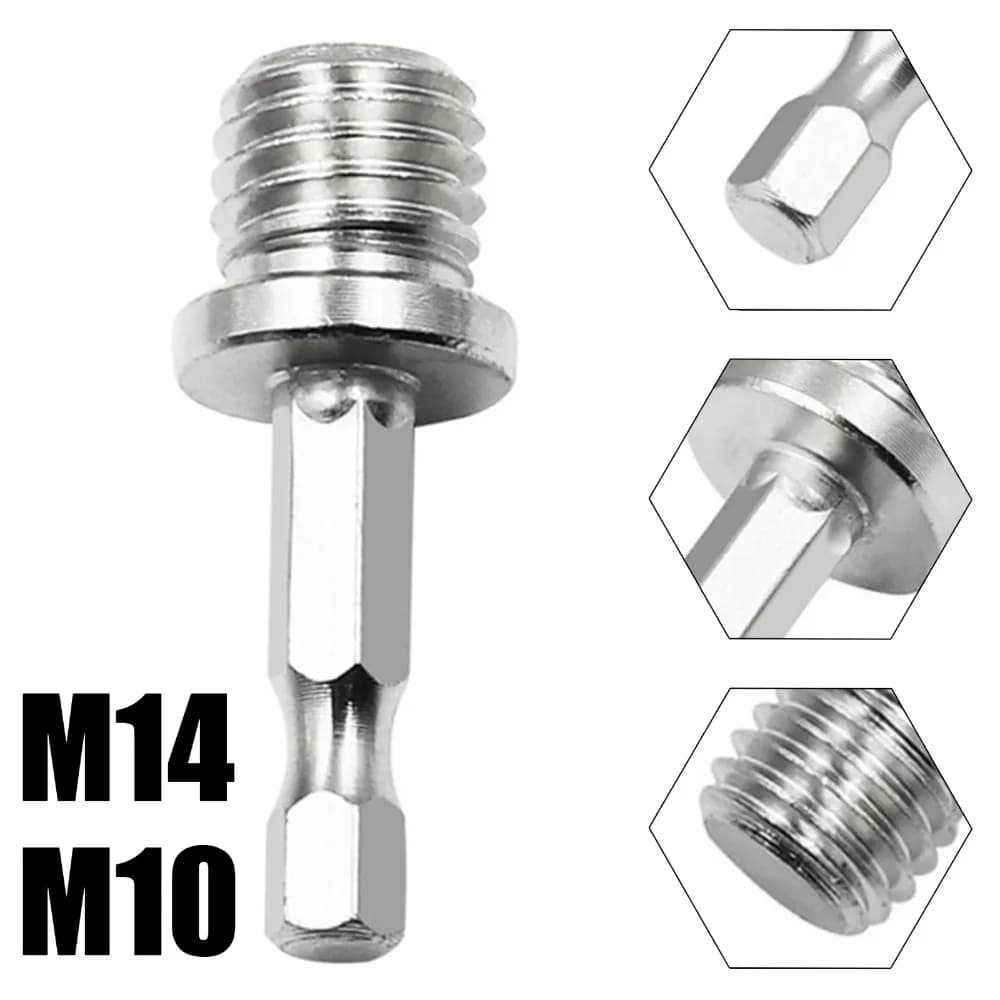 M14 M10 Drill Adapter 1/4 Hex Shank Drill Adapters Screw Thread Connecting Rod Angle Mill Handle Polishing Grinder Electric Tool