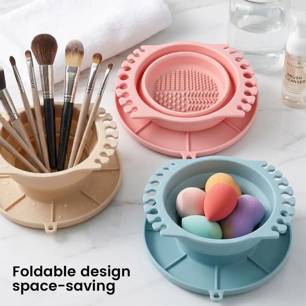 Silicone Material Makeup Brush Cleaning Bowl Dry Cleaning Design Reusable Brush Cleaning Tool Egg Shape Multifunctional