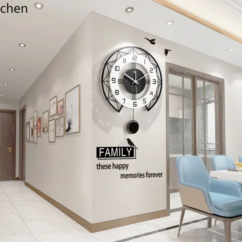 DSA Wall Clock for Living Room, High-end Modern Minimalist Home Decorative Clock, Creative No-Drill Wall Clock