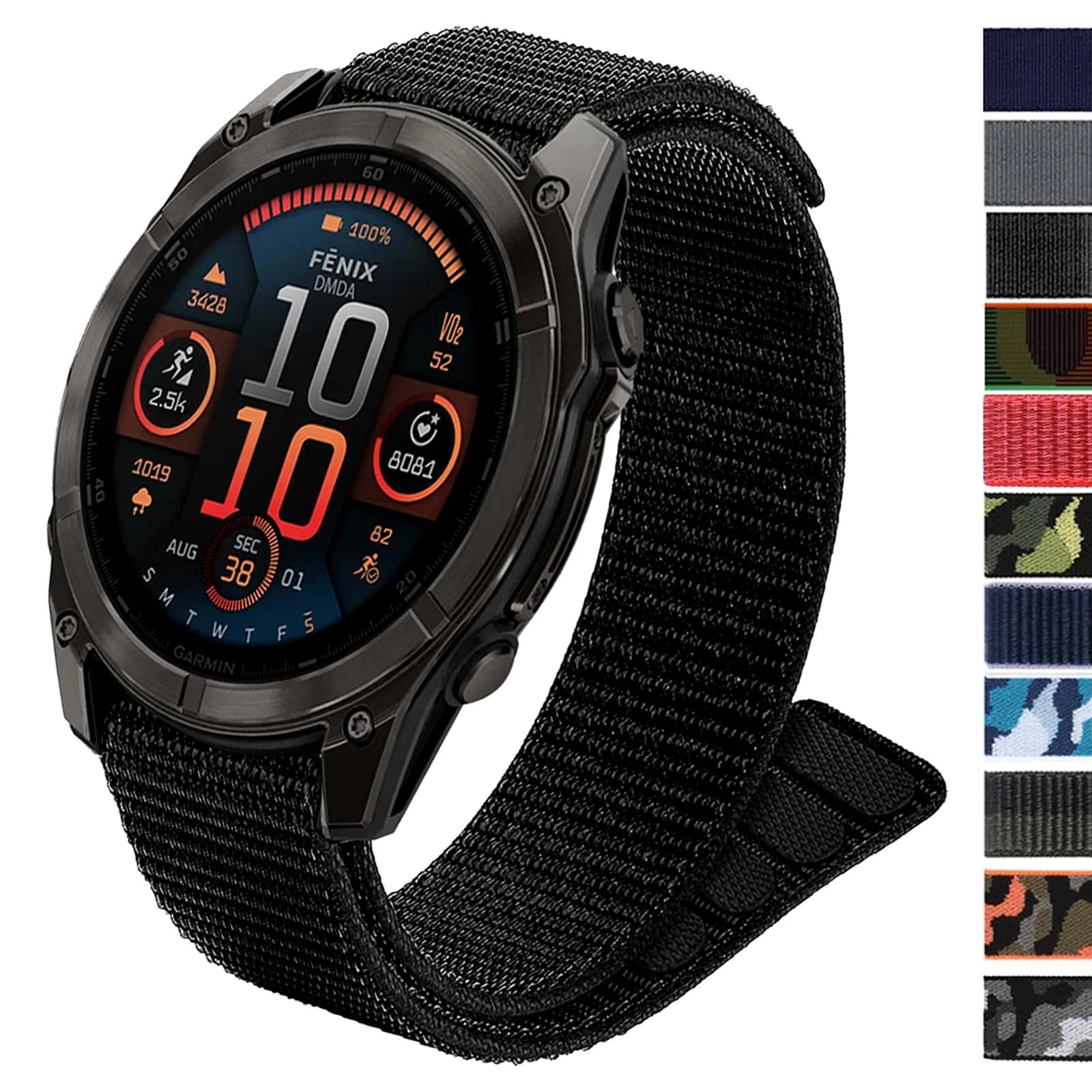 Cinturino in nylon con chiusura a strappo da 26mm 22mm per Garmin Fenix 8 Pro 7x 6x 5/Tactix 8 7 AMOLED/Enduro 3 2/Tactix 8/Epix QuickFit Sport