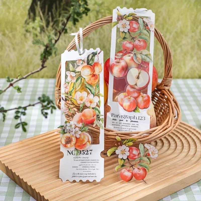 Confezione da 12 pezzi Adesivi fai da te per bambini Doppio inchiostro bianco PET Frutta Fiore Frutta Materiale decorativo Scrittura Scrapbook 136 * 108mm