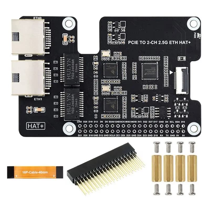Dual 2.5G Ethernet Adapter Board RTL8125 Chip For Raspberry Pi 5 Pcie Interface Driver-Free