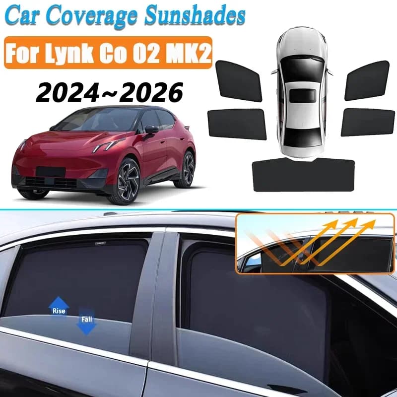 Car Mesh Coverage Sunshade For Lynk Co 02 Accessories Z20 E335 MK2 2024~2026 Sunscreen Window Cover Magnetic Protection Visor