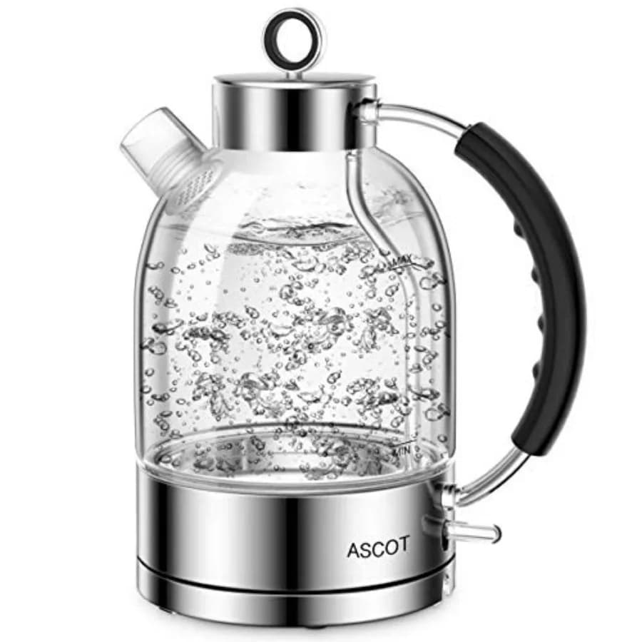 Electric Kettle Glass Electric Tea Kettle Gifts for Men/Women/Family 1.5L 1500W Borosilicate Glass Tea Heater with Auto Shut-Of