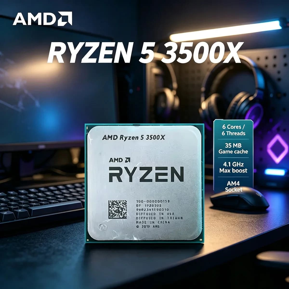 AMD Ryzen 5 3500X R5 3500X 3.6GHz 6-Core 6-Thread 32MB L3 Cache Gaming Processor 65W DDR4 Socket AM4 But No Fan