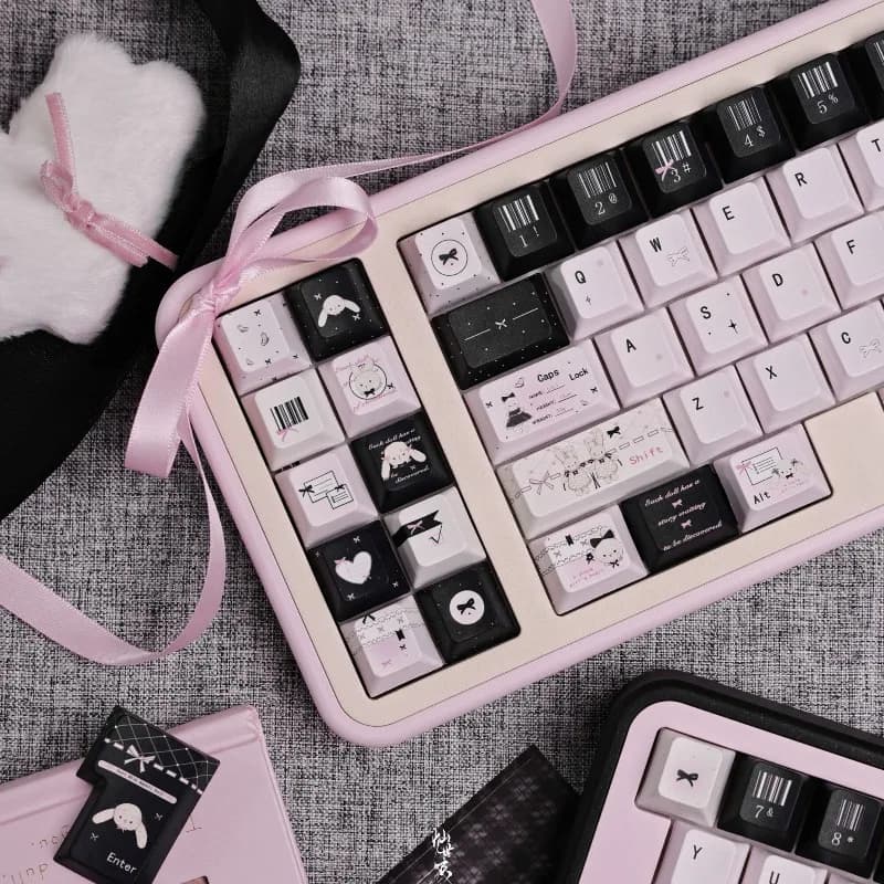 Set di Tasti a Tema Cubo Nero e Viola, Personalizzati in PBT con Sublimazione, Profilo Cherry per Accessori Tastiera Meccanica