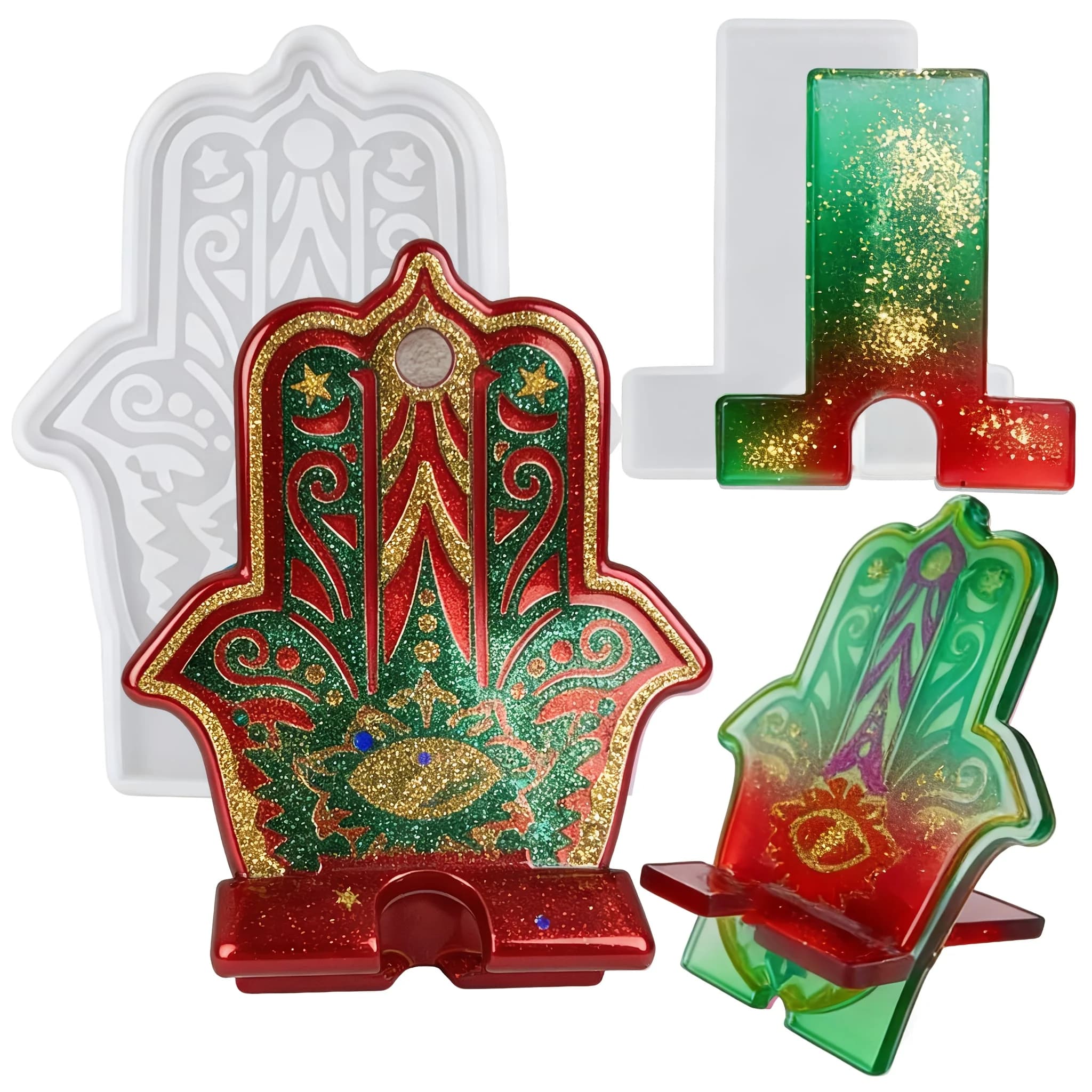 2 pieces: resin mold for cell phone support, Fatima cell phone support mold, suitable for DIY portable tablet computer support decorations