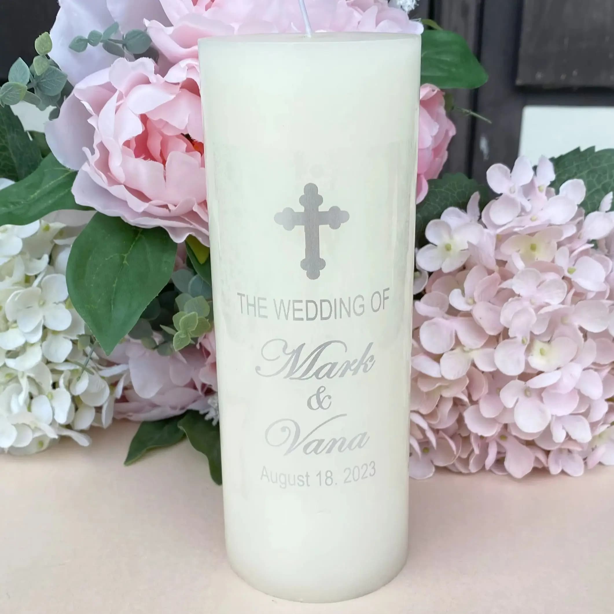 Adesivi per decorazioni per candele personalizzate in argento Matrimonio cristiano Il mio battesimo Adesivo per candele con pilastro con croce