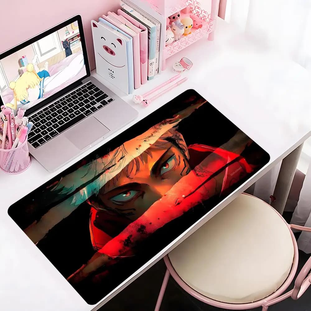 Tappetino per mouse Fantasy Anime Jujutsu Kaisen, tappetino per mouse grande da gioco con bordi rinforzati, tappetino per tastiera e scrivania per computer