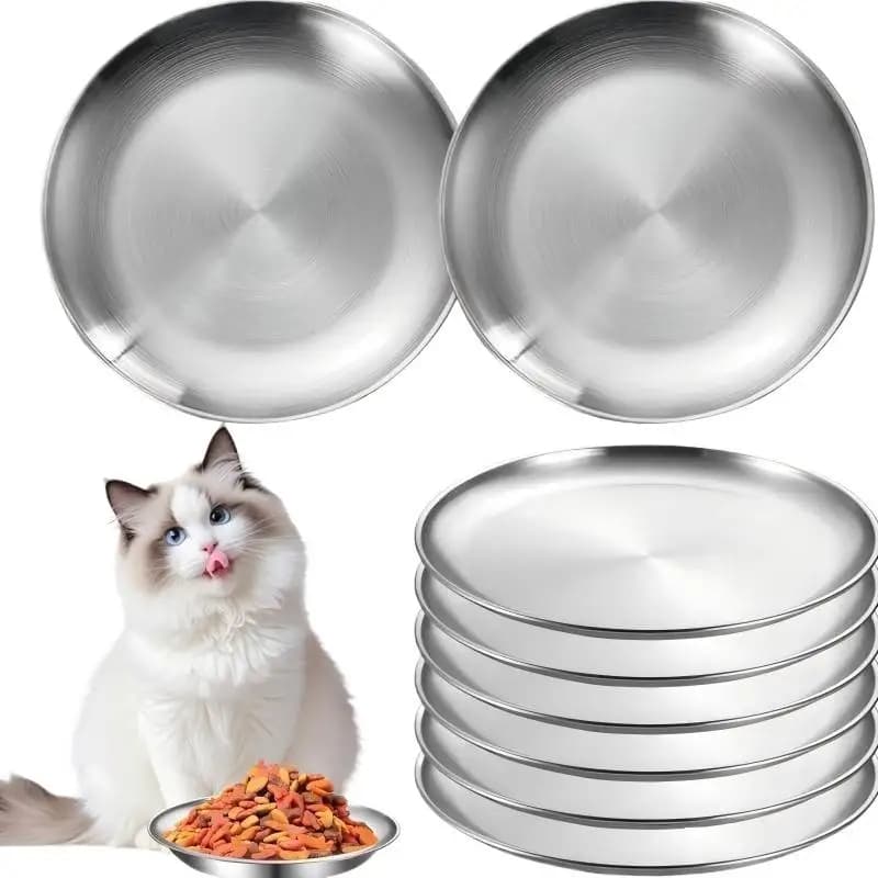 Food Grade 304 Stainless Steel Round Pet Feeding Bowl Protect Cervical Vertebra Cat Dog Daily Food Tray
